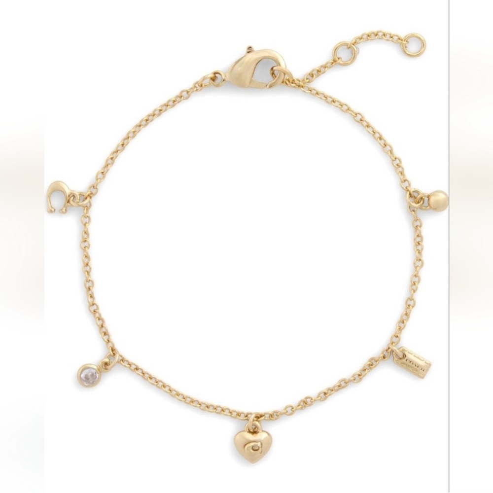 NWT Coach Gold Heart Charm Bracelet